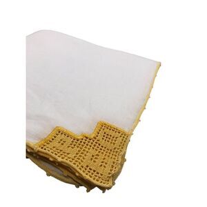 Vintage Cloth Napkins with Yellow Crochet Detail Set of 4